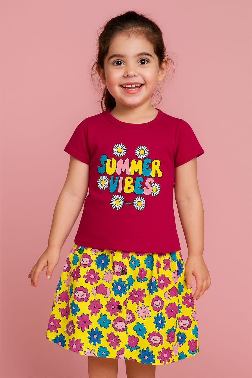 girls t shirt with skirt set