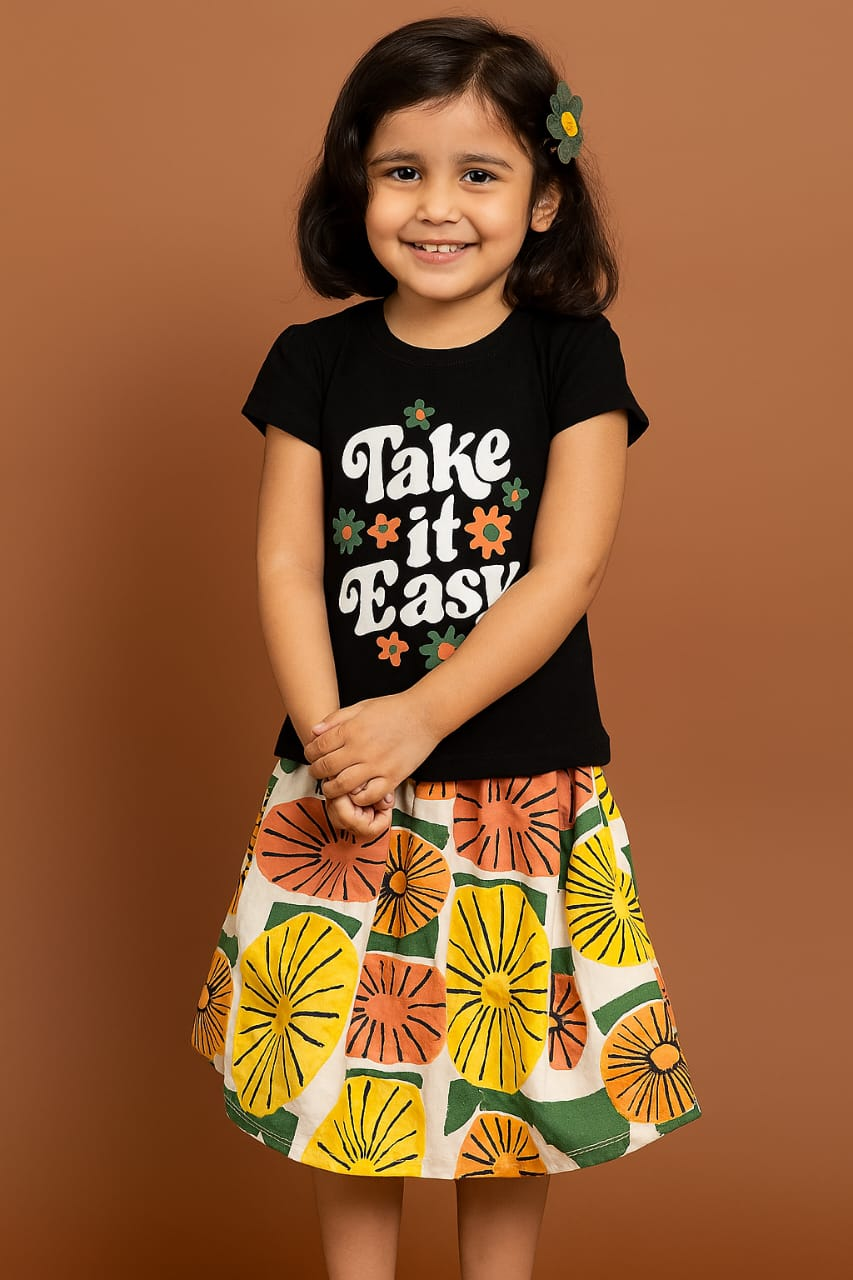 girls t shirt with skirt set