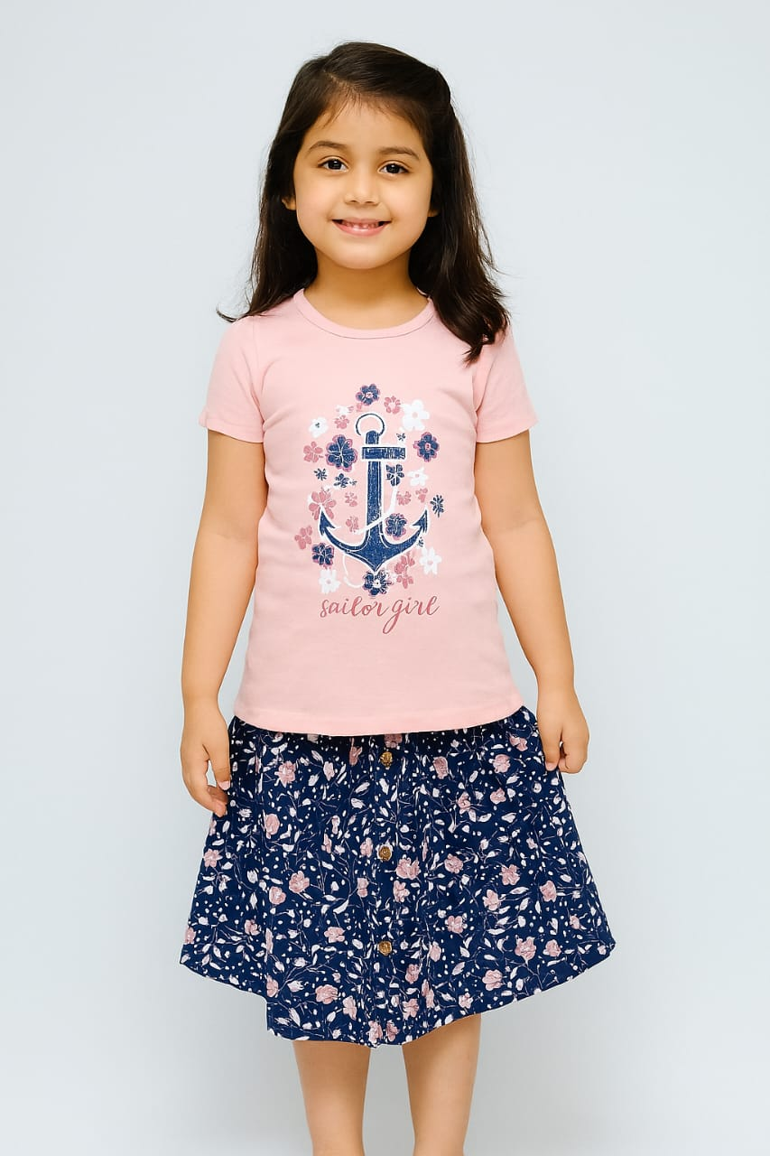 girls t shirt with skirt set
